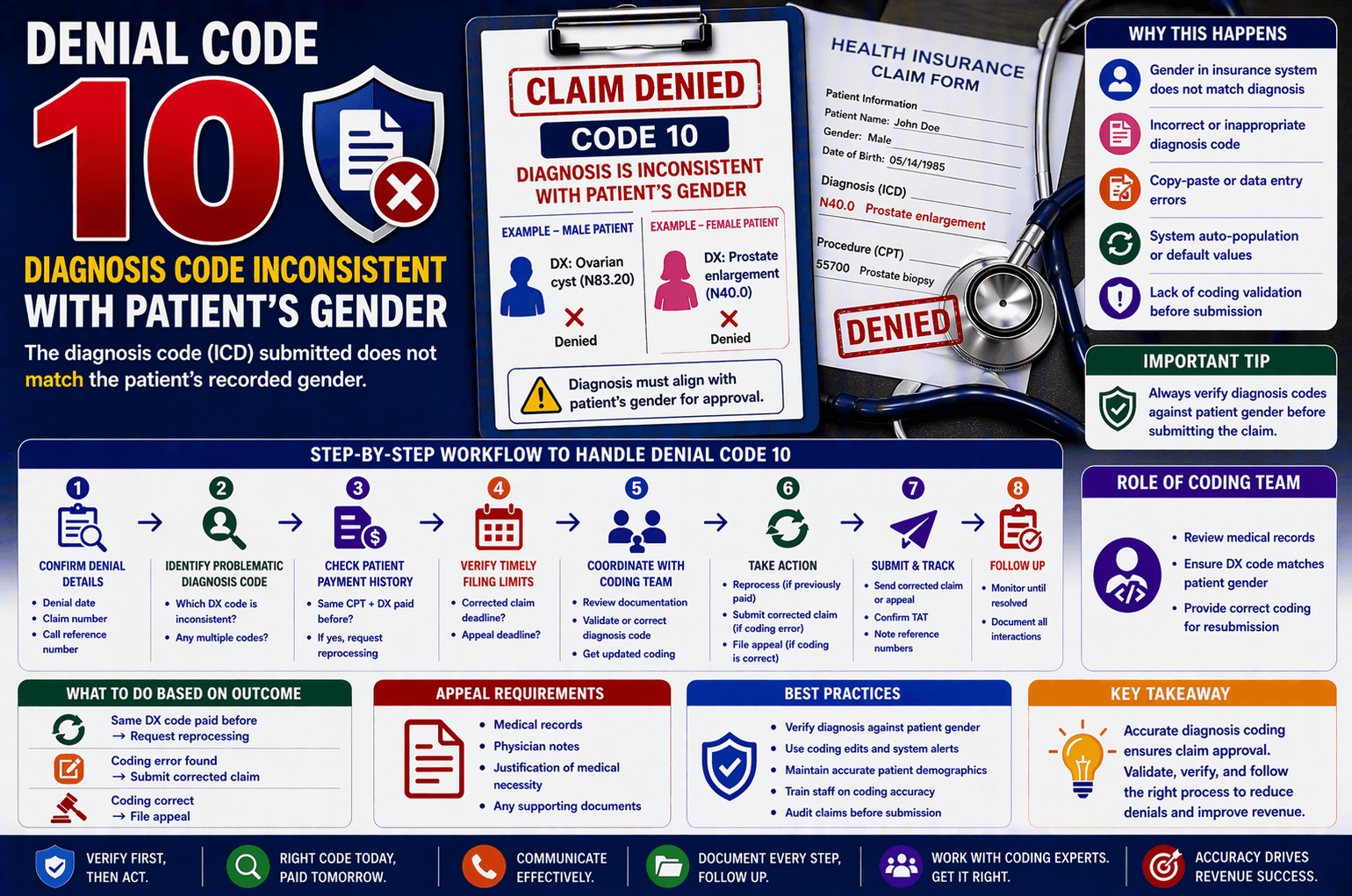 denial code 10 diagnosis inconsistent with patient gender medical billing
