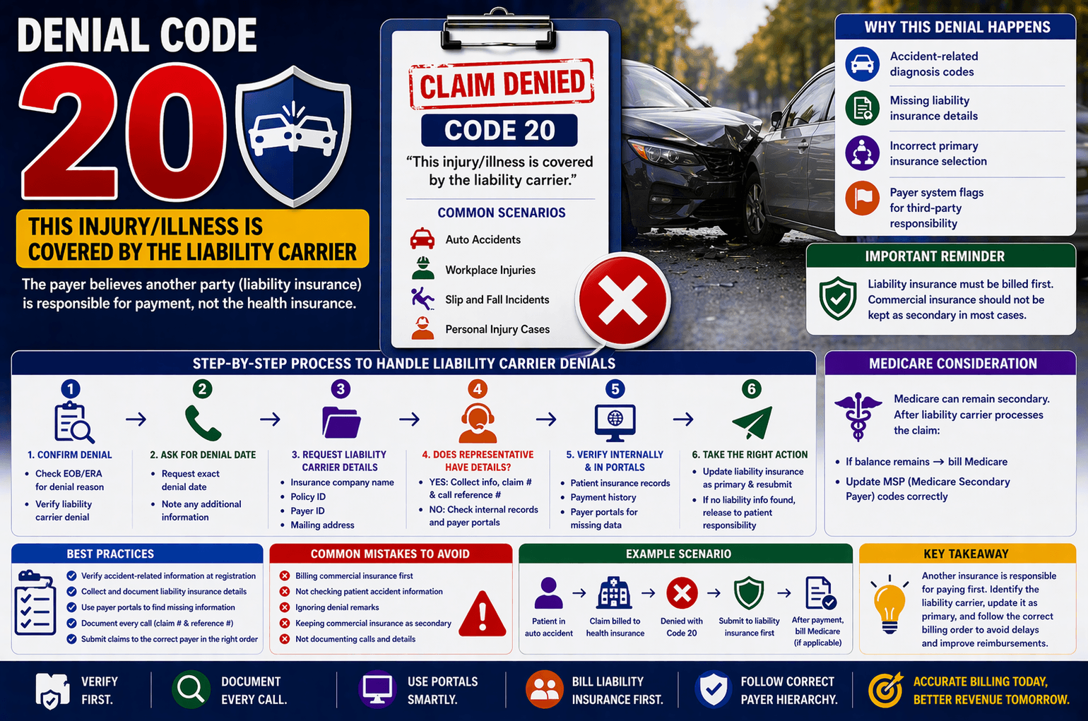 denial code 20 liability carrier insurance accident claim medical billing