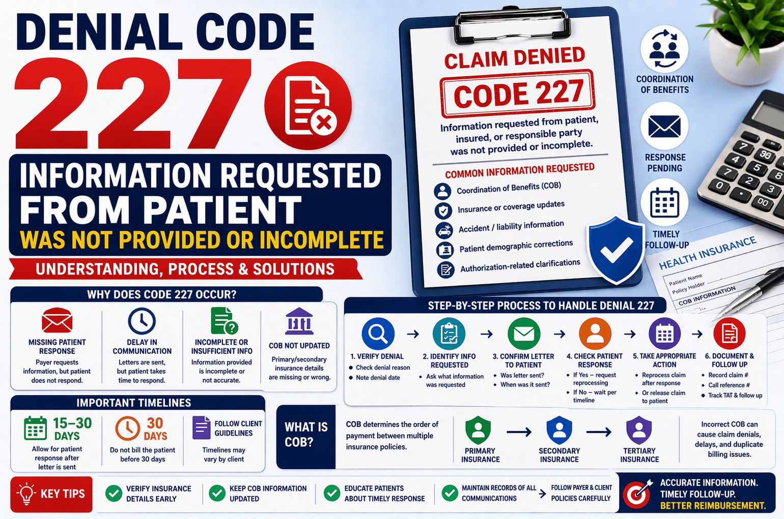 Denial code 227 in medical billing due to missing patient information
