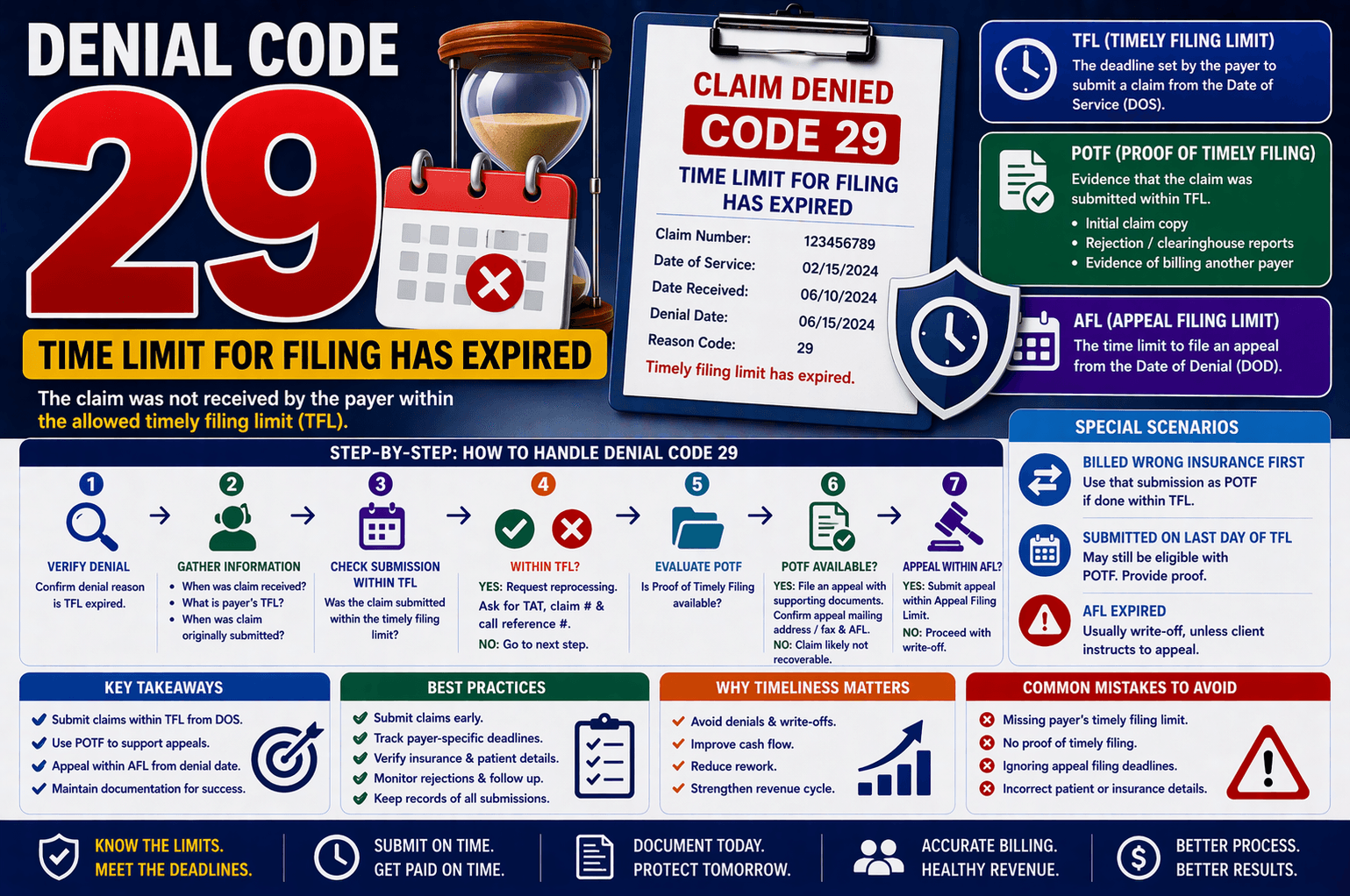 Denial code 29 timely filing limit expired medical billing