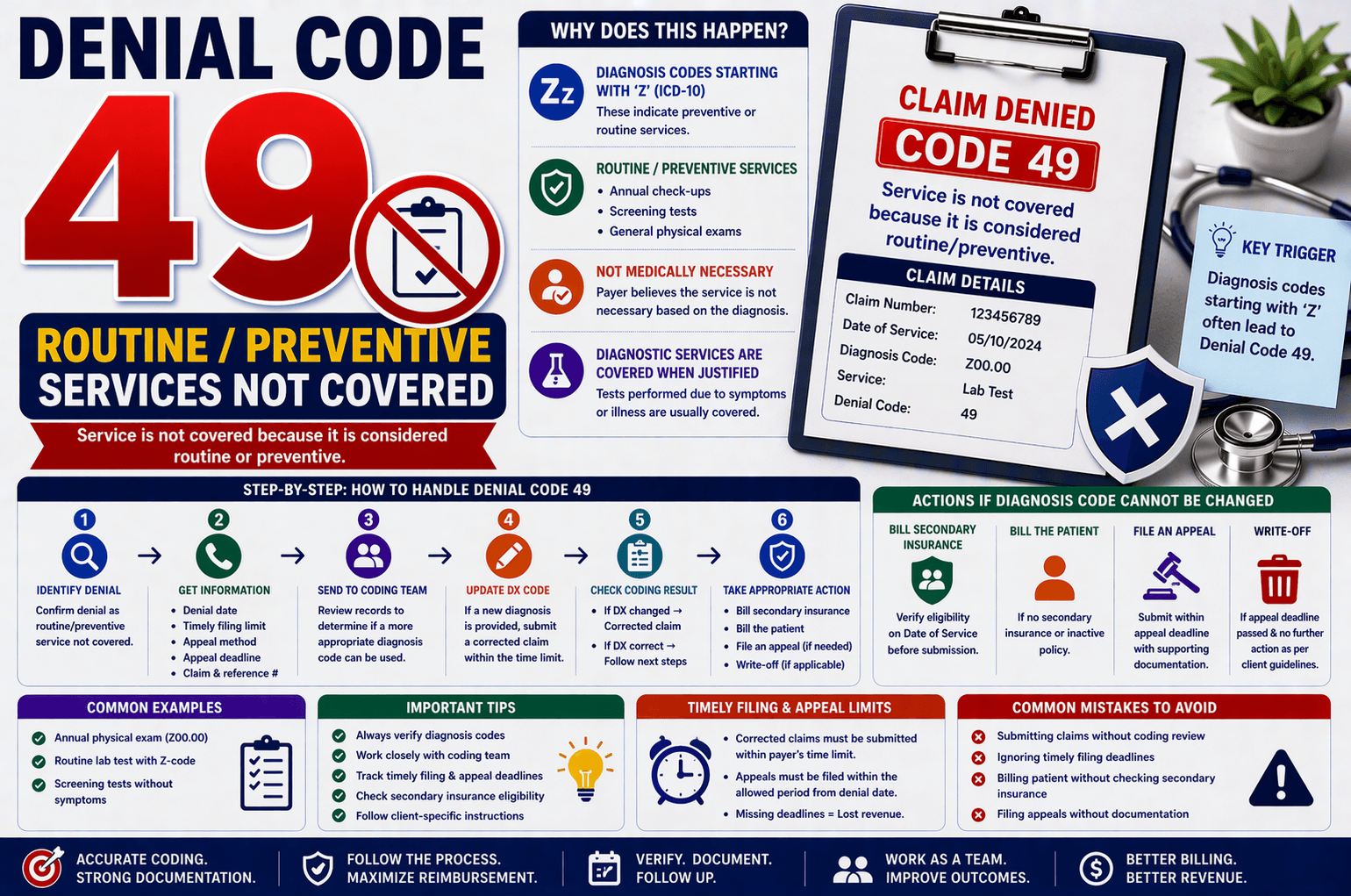 Denial code 49 routine preventive service not covered medical billing