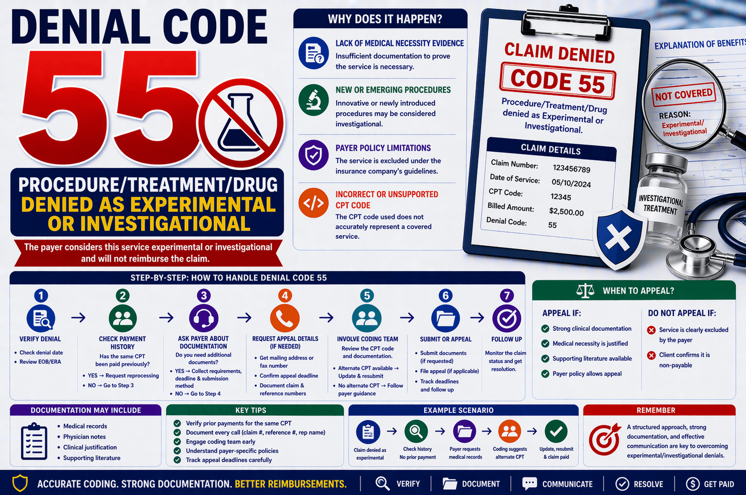 Denial code 55 in medical billing experimental or investigational treatment denied