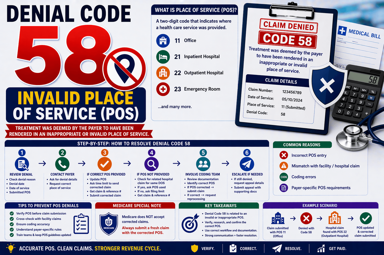 Denial code 58 in medical billing invalid place of service error