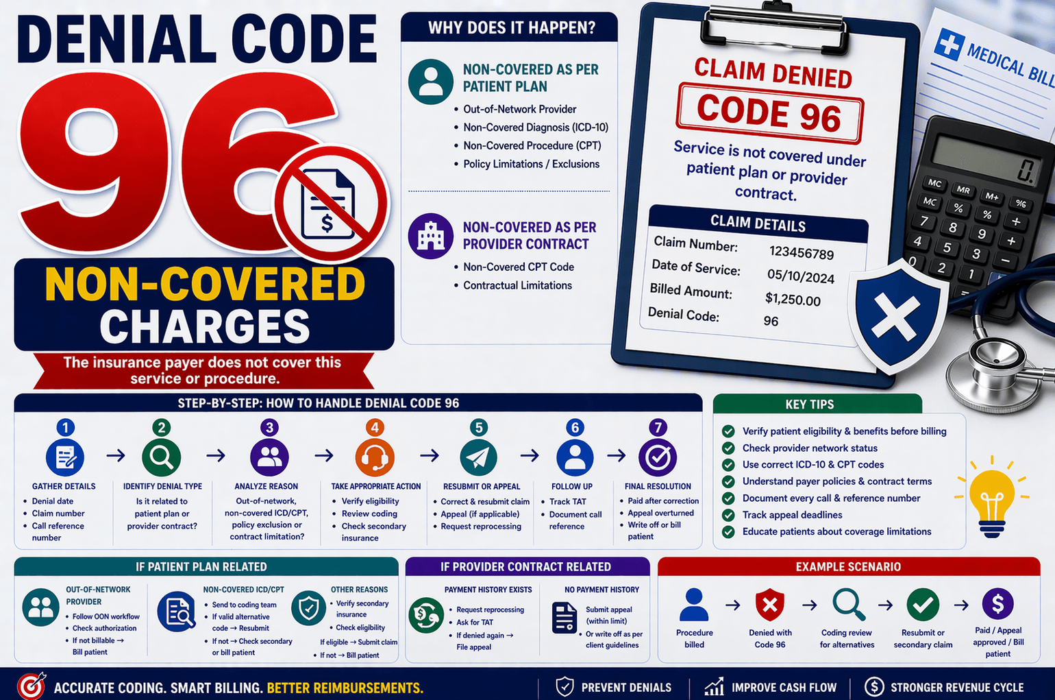 Denial code 96 in medical billing non covered charges by insurance