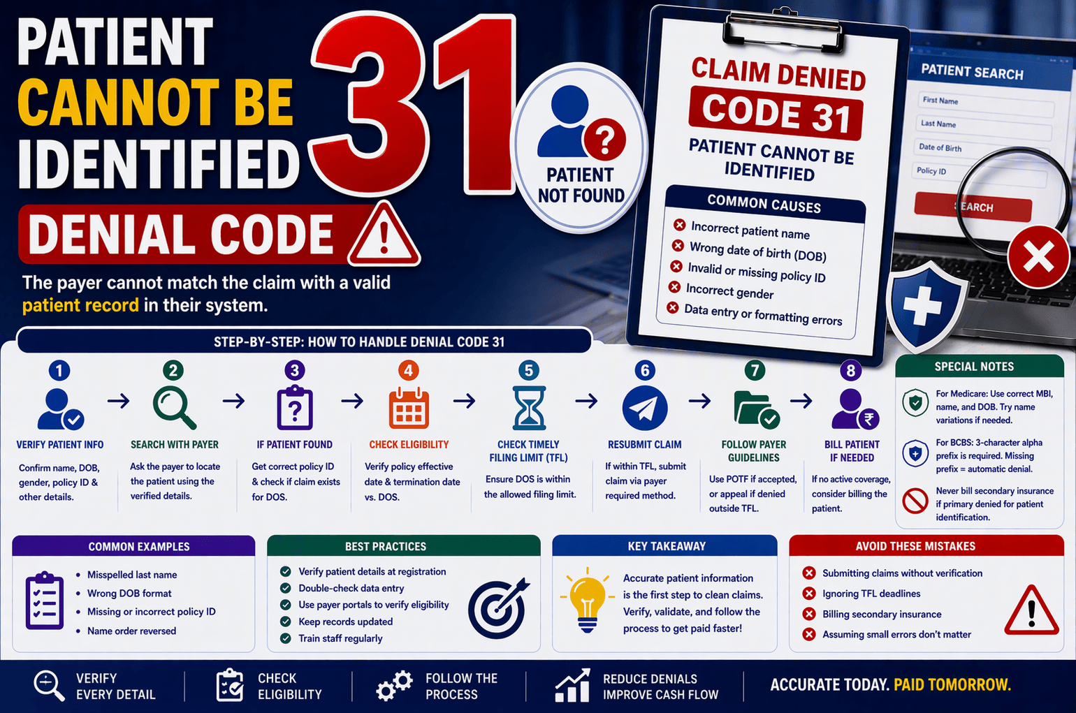 Denial code 31 patient cannot be identified medical billing error