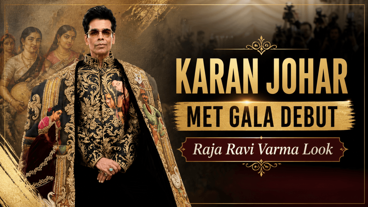Karan Johar’s Met Gala Debut Manish Malhotra Brings Raja Ravi Varma’s Art to Life in Couture