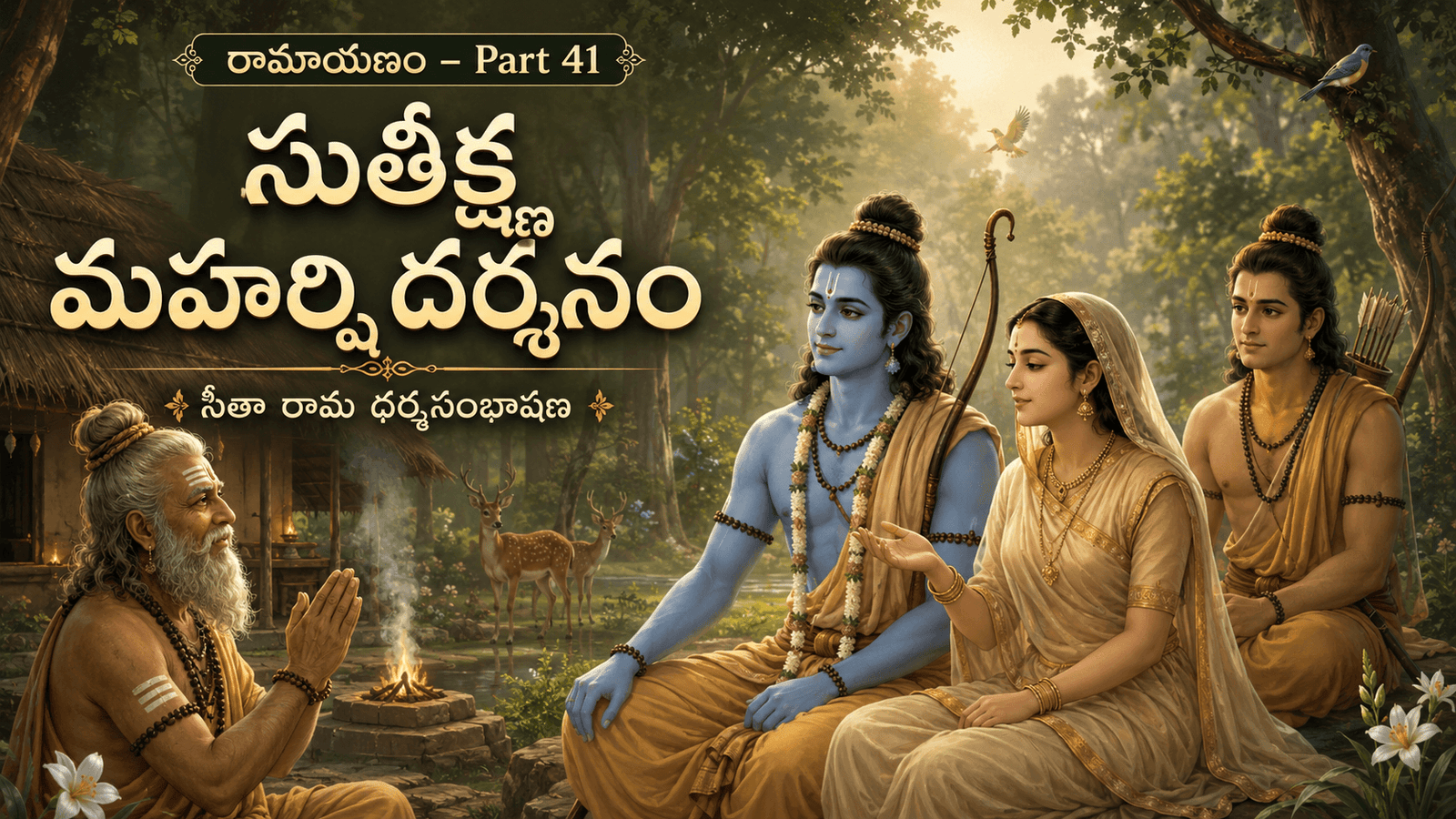 Ramayana – Part 41: The Meeting with Sutikshna Maharshi — The Fulfillment of Devotion to Rama, Guidance on Forest Dwellings, and the Dharma Dialogue of Sita and Rama